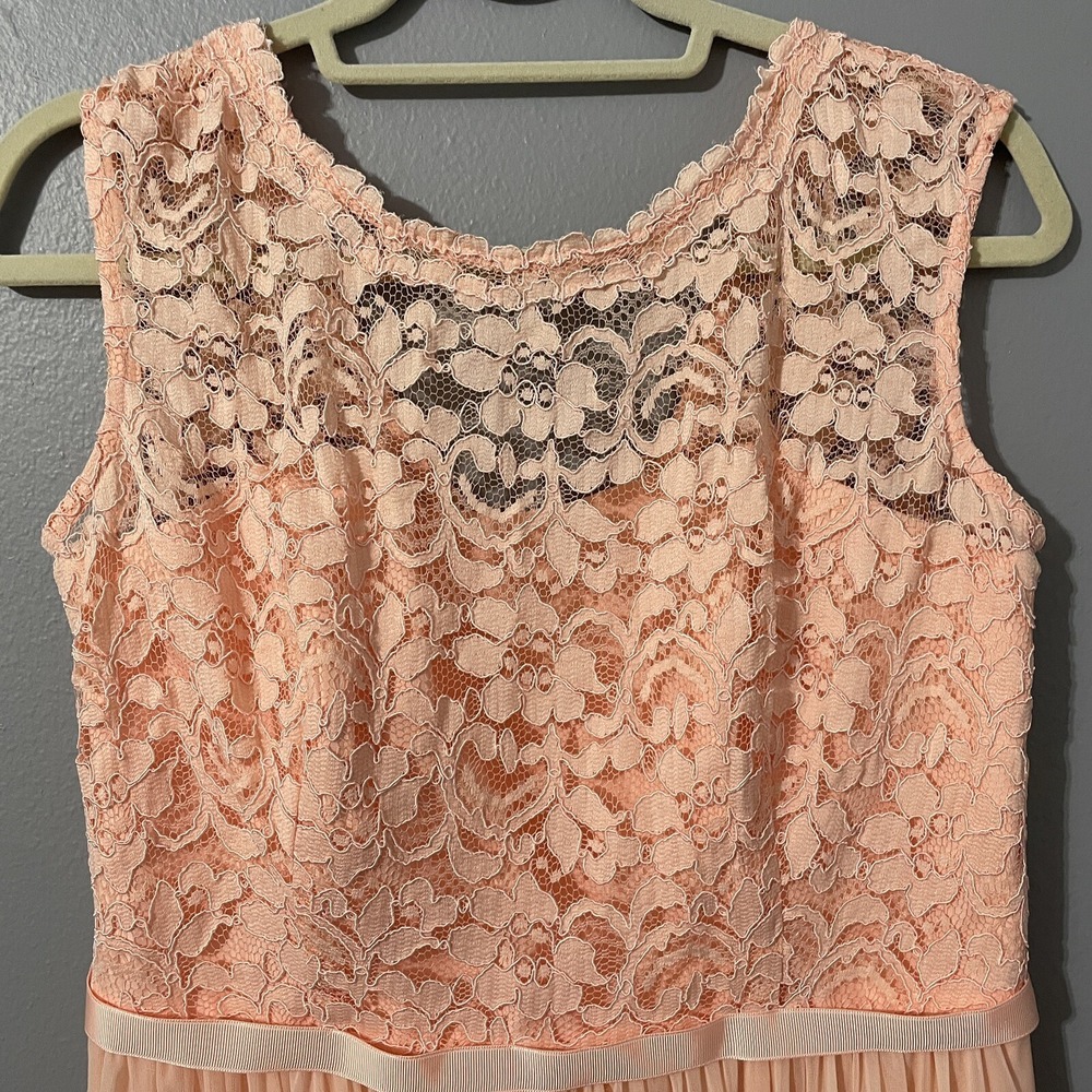 David's Bridal Peach Lace Maxi Dress